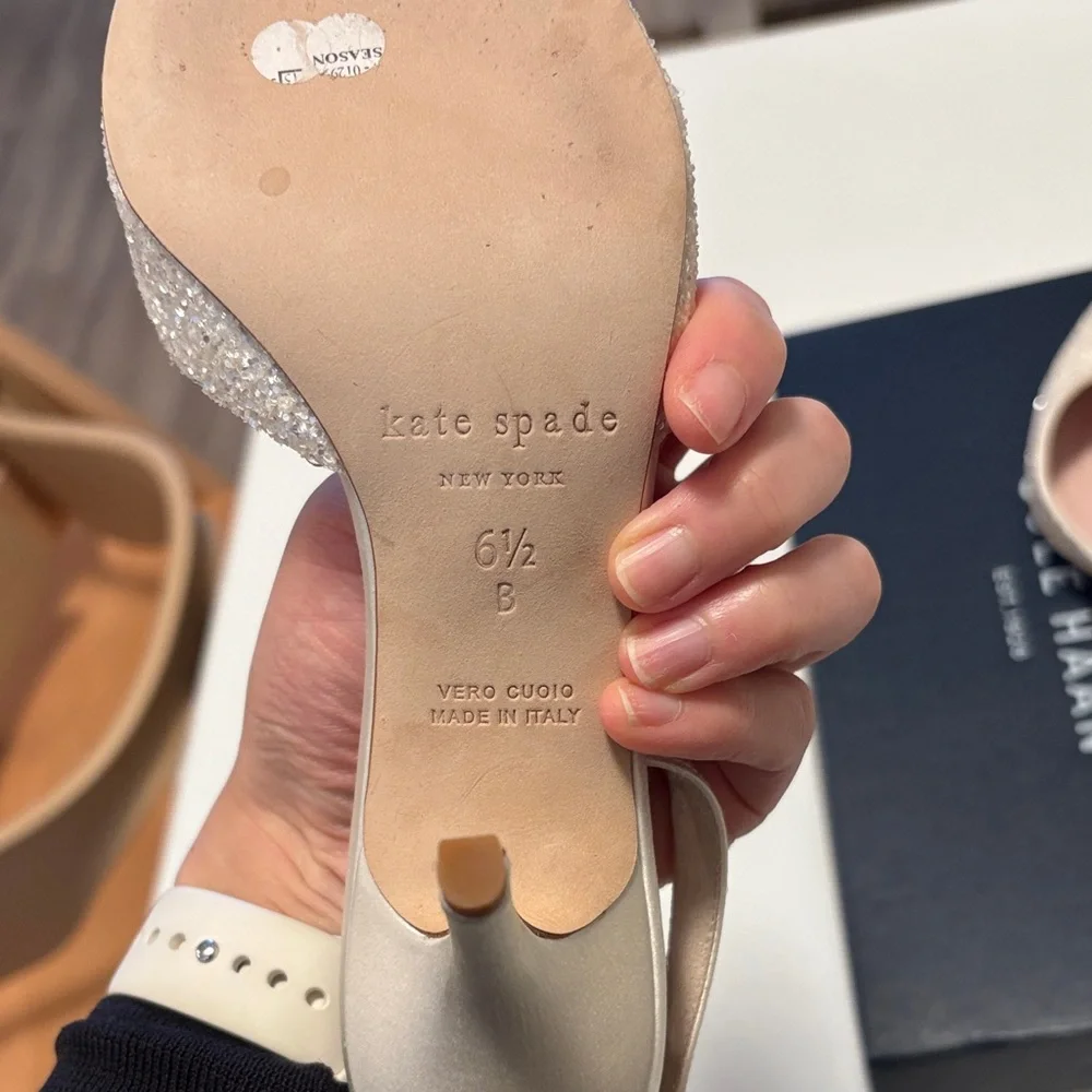 Kate Spade New York Glitter Slingback Pumps in Champagne